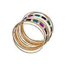 Blu Bijoux Set of Eight Gold and Multicolored Bangle Bracelets Blu Bijoux Set of Eight Gold and Multicolored Bangle Bracelets
