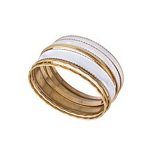 Blu Bijoux Set of Six Gold and White Enamel Bangle Bracelets