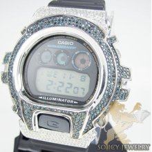 Blue White Diamond Casio Shock Mens Watch So Icy