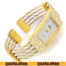 Bracelet Lady Gift Cuff Fashion Dress Rectangle Wrist Watch Female Style Crystal