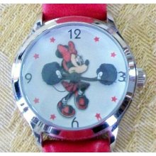 Brand-new Disney Minnie Mouse Cheerleader Watch Poms Poms Move Rare