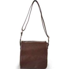 Brown Plain Leather Like Nyc Style Womens Crossbody Handbag Bag Size Small/m