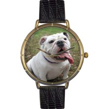 Bulldog Black Leather And Goldtone Photo Watch #N0130018