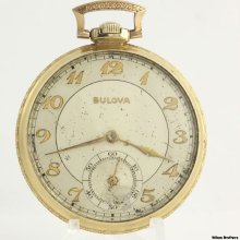 Bulova 21 Jewels 12S 17AE Open Face Pocket Watch - Gold Filled Working