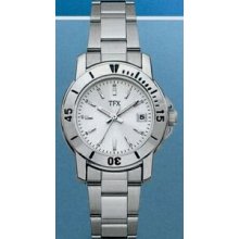 Bulova Tfx Collection Ladies` Stainless Steel Watch W/ Unidirectional Bezel