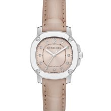 Burberry The Britain Diamond Dial Alligator Strap Watch, 34mm Trench/ Nude