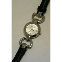 Burberry Women's Silver-tone Black Leather Watch Bu5404