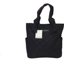 Calvin Klein Large Black Quilted Handbag, Tote; Styleh1rbe391