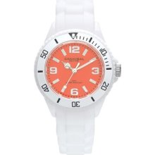 Cannibal Kid's Quartz Watch With Orange Dial Analogue Display And White Silicone Strap Ck215-01G