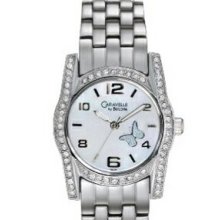 Caravelle Ladies` Mother-of-pearl & Swarovski Crystal Watch W/ Butterfly