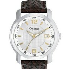 Caravelle Men`s 2-tone Round Dial Dress Watch W/ Brown Leather Strap