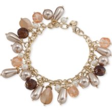 Carolee Bracelet, Gold-Tone Glass Charm Flex Bracelet