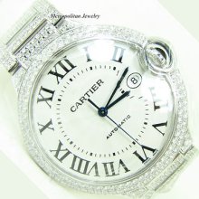 Cartier Ballon Bleu Large With Custom Diamond Bezel And Diamond Bracelet