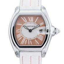 Cartier Roadster 2675 Ladies Watch With White Leather Strap