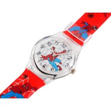 Cartoon Spiderman Pattern Digital Wrist Watch For Kids Boys Gift Red