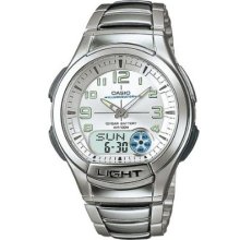 Casio Aq180wd-7bv Men's Metal Band Analog Digital Databank Watch