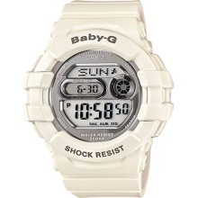 Casio Bgd141-7 Women's Baby-g Grey Lcd Dial White Resin Strap World Time Watch