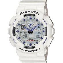 Casio G-shock Ga100-7 Mens X-large White Blue Ana-digital Sport Watch