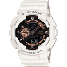 Casio G-shock Ga110rg-7a X-large Case White Rose Gold Accents Analog Digital