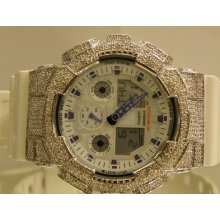 Casio G-shock Shock Diamond Watch/ Dw-6900 /model Ga-100a-7adr/.12ct/a1