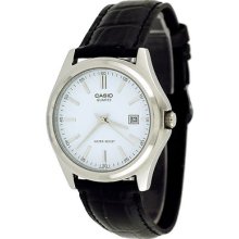 Casio Mtp1183e-7a Men's Leather Strap Fashion Analog White Dial Watch