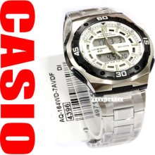 Casio Watch Stopwatch White Steel Aq-164wd-7a Aq-164wd