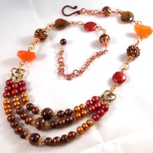 Ceramic, Freshwater Pearls, Rhinestone Balls, Carnelian and Crystal in Berry, Gold and Chocolate