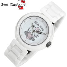 Ceramic Watch Hello Kitty Hkm04 White Quartz Cubic Ladies Fashion Watch