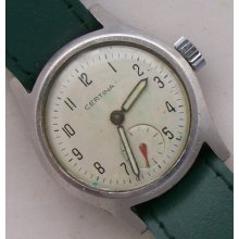 Certina Military Wristwatch Acier Staybrite Case Load Manual Original Dial 28 Mm