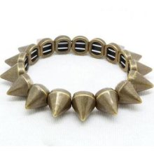 Chain Rock Punk Studs Spike Rivets Stretch Bangle Bracelet Silver Gold Gray