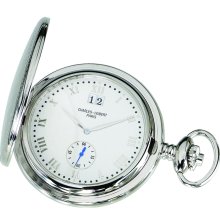 Charles Hubert Chrome-finish White Dial with Date Pocket Watch