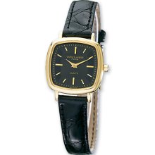 Charles Hubert Ladies Leather Gld-Pltd Black Dial Retro 25Mm Watch XWA3270