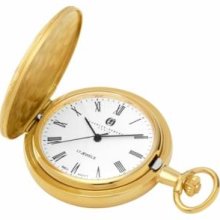 Charles-Hubert- Paris 3841-GR Gold-Plated Mechanical Pocket Watch with Roman Numerals and Plated Matte