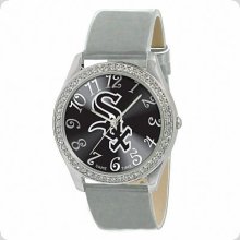 Chicago White Sox Watch-ladies-glitz Series-game Time-mlb-gli-cws-silver Leather