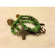 Chrysocolla and Gold Stretch Bracelets (3) Chrysocolla and Gold Stretch Bracelets (3)