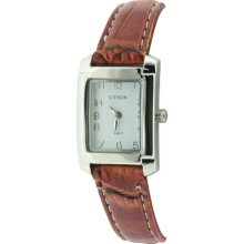 Citron Women's Quartz Watch With White Dial Analogue Display And Brown Plastic Or Pu Strap Cb747/A