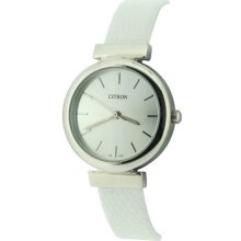Citron Women's Quartz Watch With Silver Dial Analogue Display And White Plastic Or Pu Strap Cb940/A
