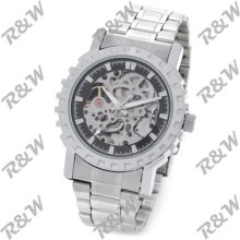 CJIABA GK8007-B Stainless Steel Self-Winding Mechanical Skeleton Wrist Watch - Metal - Silver