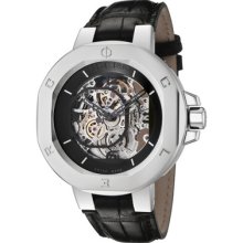 Clerc Men's Icon 8 Automatic See Thru Skeleton/Black Dial Black Genuin