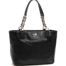 Coach Black Madison Signature Leather Shoulder Tote Bag Purse 20466