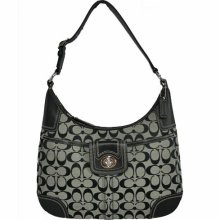 Coach Hampton Signature Hobo Handbag Black/White (HB01292)