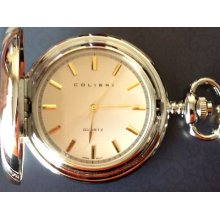 Colibri 2 Tone Pocket Watch, Item Pwq-28300s, In Wood Box