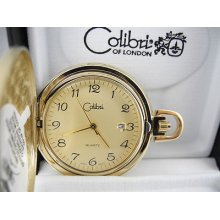 Colibri Gold Face Goldtone Pocket Watch Date Window