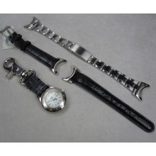Colibri Ladys Clip-on Watch Wrist Watch Quartz Black Band Stainless Steel Band