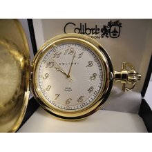 Colibri Swiss Goldtone Off-white Sunburst Face Large Pocket Watch As-is