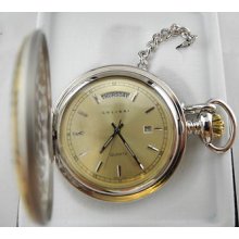 Colibri Twotone Pocket Watch Light Gold Face Day/date As-is