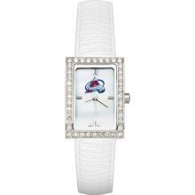 Colorado Avalanche Women's Allure Watch with White Leather Strap