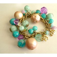 Colorful Ball Charm Gold Linked Bracelet