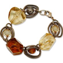 Copper-tone Lt. Colorado and Brown Crystal 7.25in Bracelet