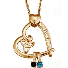 Couple's Celtic LOVE Heart Birthstone Pendant - Personalized Jewelry